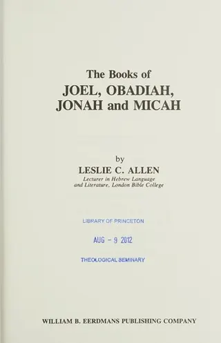 The Books of Joel, Obadiah, Jonah and Micah